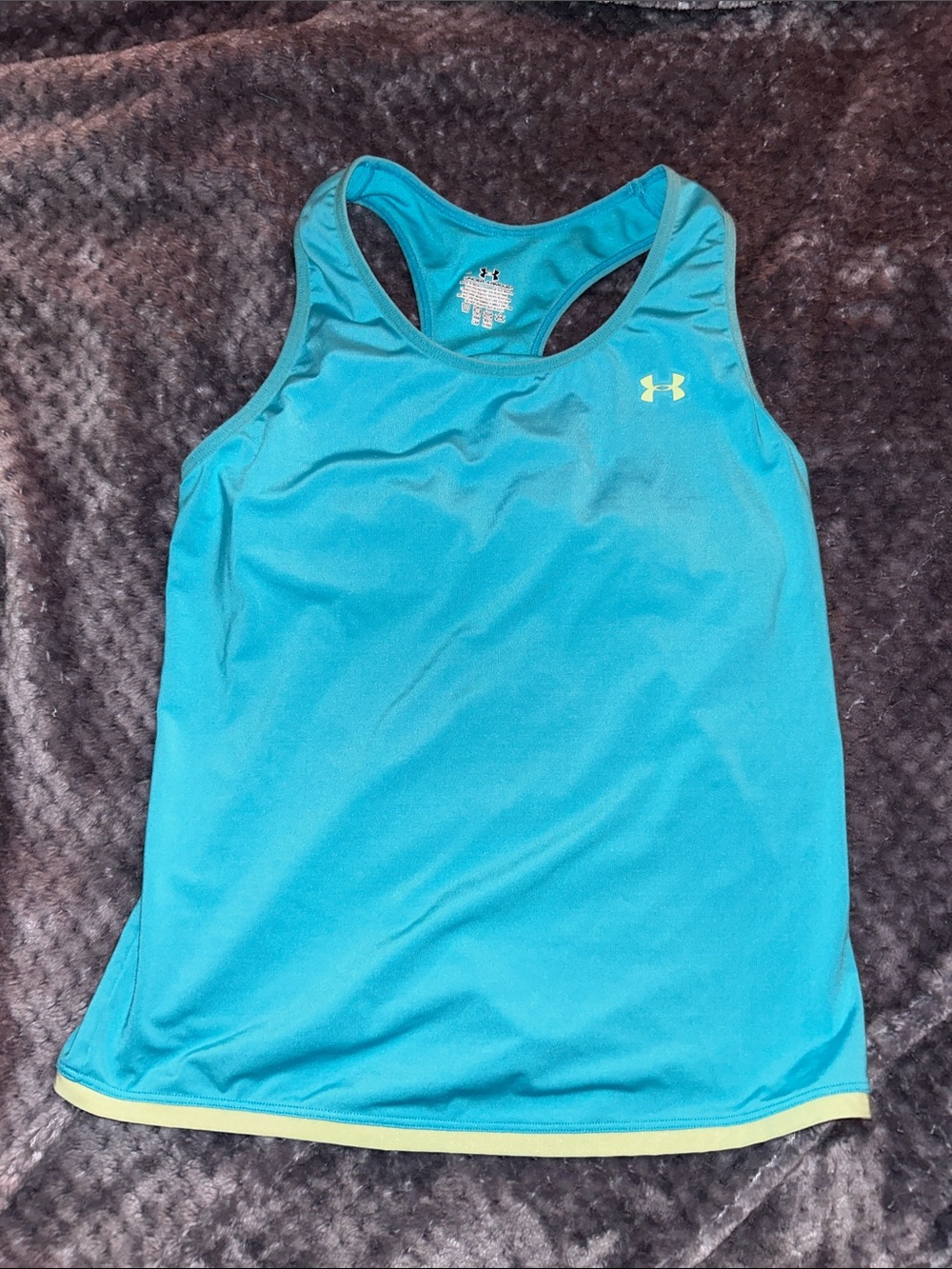 Excellent Condition Girls SzL Under Armour Workout Tank in Turquoise and Lime